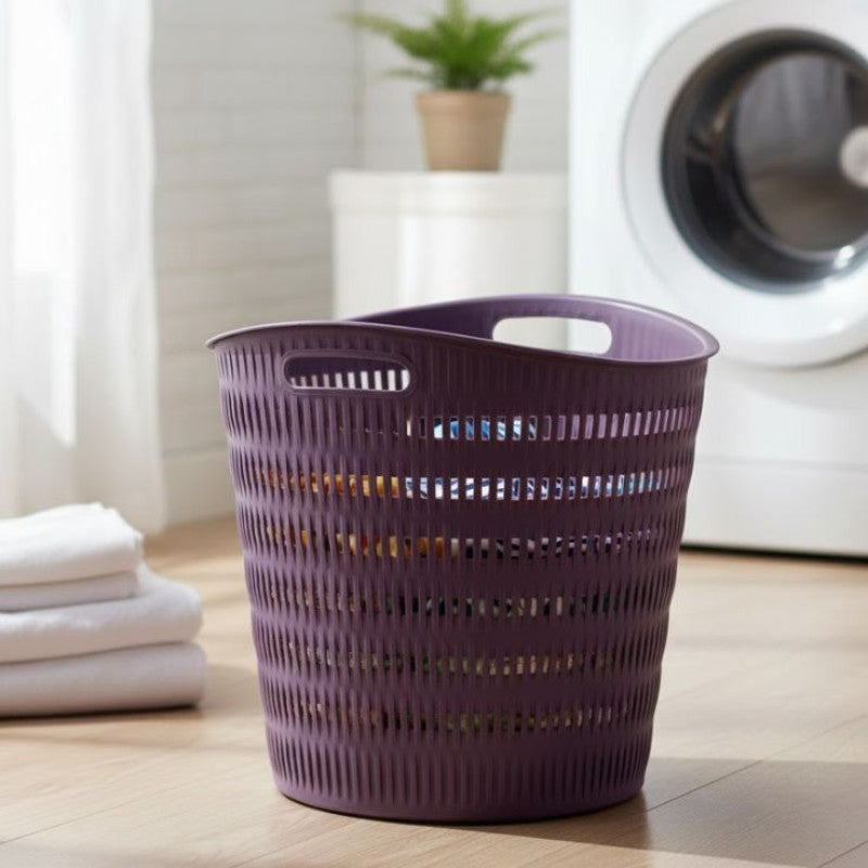 Round Bamboo Laundry Basket with Handles