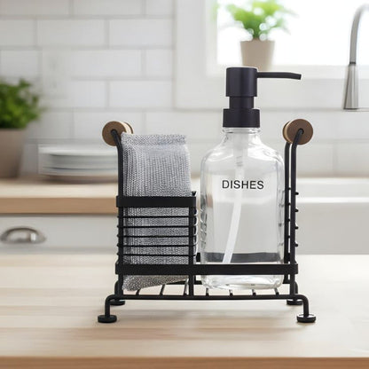 Glass Liquid Dispensers Set With Stand and Sponge