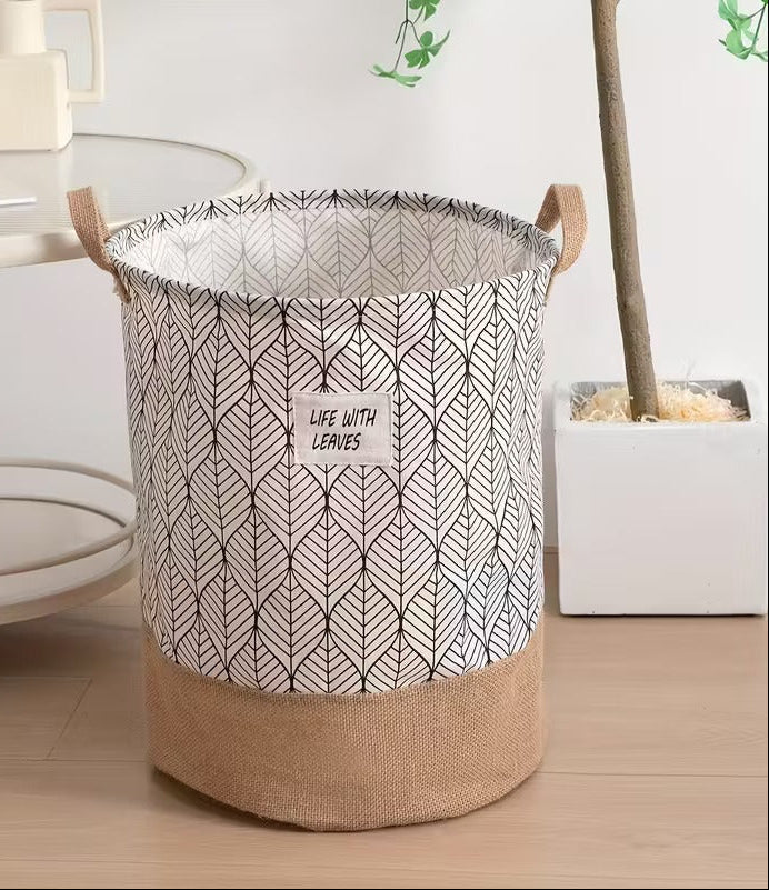 Two-Tone Foldable Laundry Basket - Life With Leaves Pattern