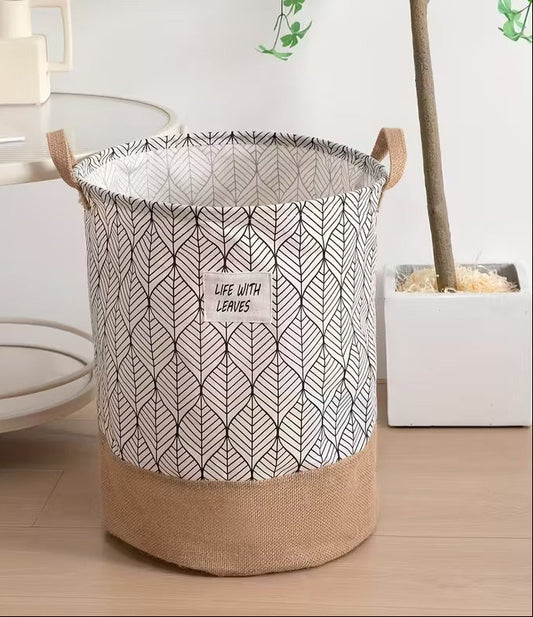 Two-Tone Foldable Laundry Basket - Life With Leaves Pattern
