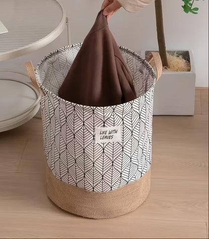 Two-Tone Foldable Laundry Basket - Life With Leaves Pattern