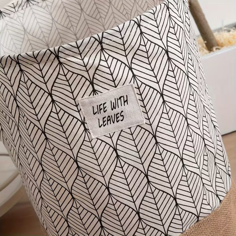 Two-Tone Foldable Laundry Basket - Life With Leaves Pattern