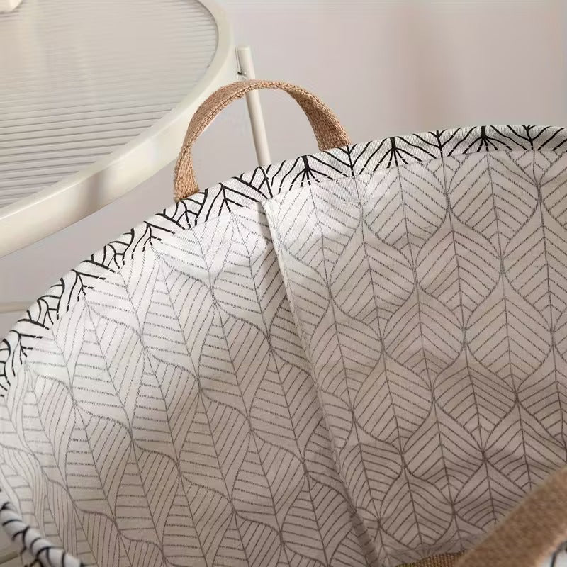 Two-Tone Foldable Laundry Basket - Life With Leaves Pattern