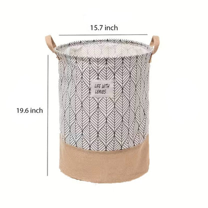 Two-Tone Foldable Laundry Basket - Life With Leaves Pattern